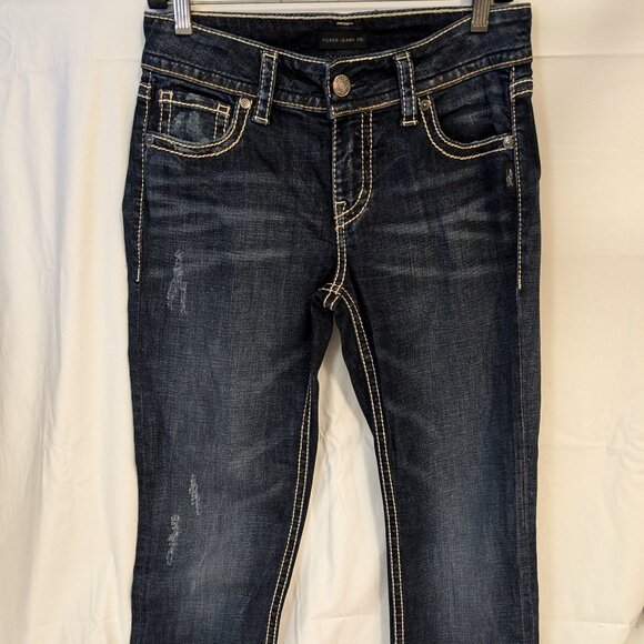 Silver Jeans - Suki Straight Size 28-36 Denim - Medium Wash Distressed - Picture 1 of 16